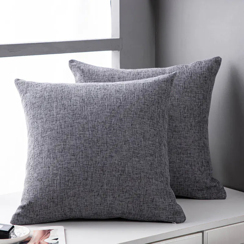 Solid Color Linen Sofa Pillow Cover for Living Room