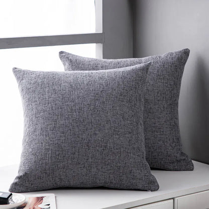 Solid Color Linen Sofa Pillow Cover for Living Room