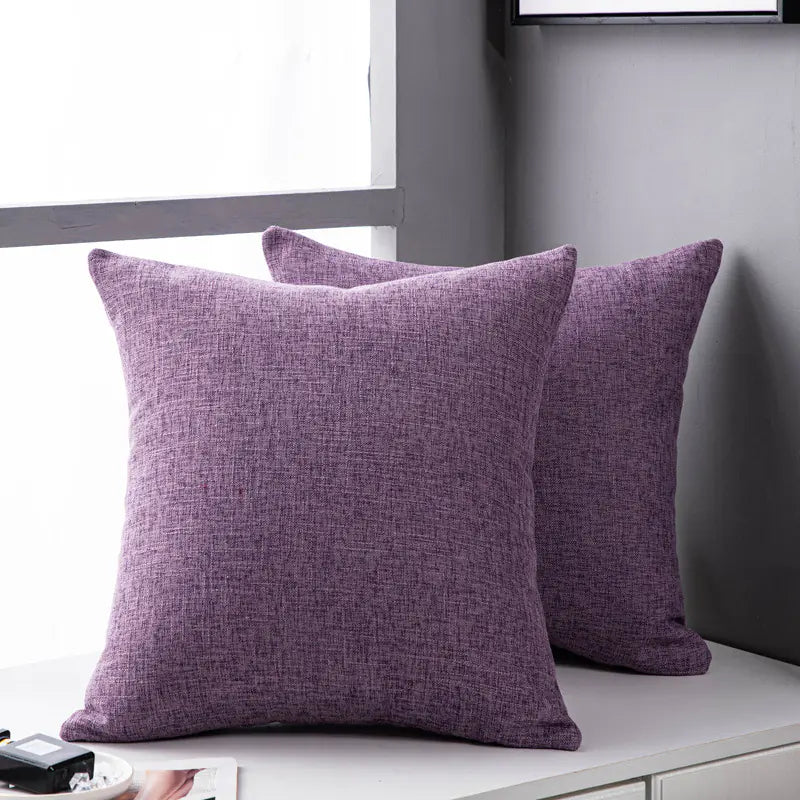 Solid Color Linen Sofa Pillow Cover for Living Room