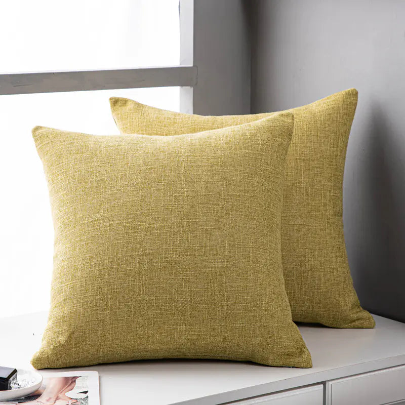 Solid Color Linen Sofa Pillow Cover for Living Room