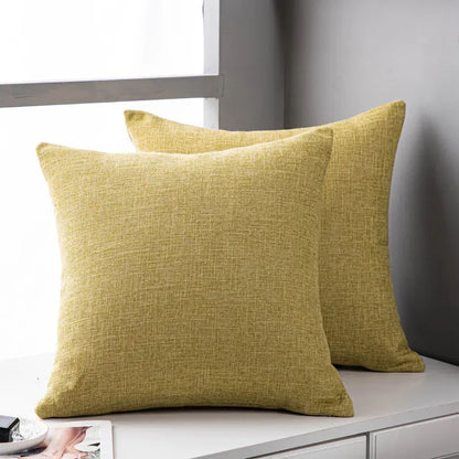 Solid Color Linen Sofa Pillow Cover for Living Room