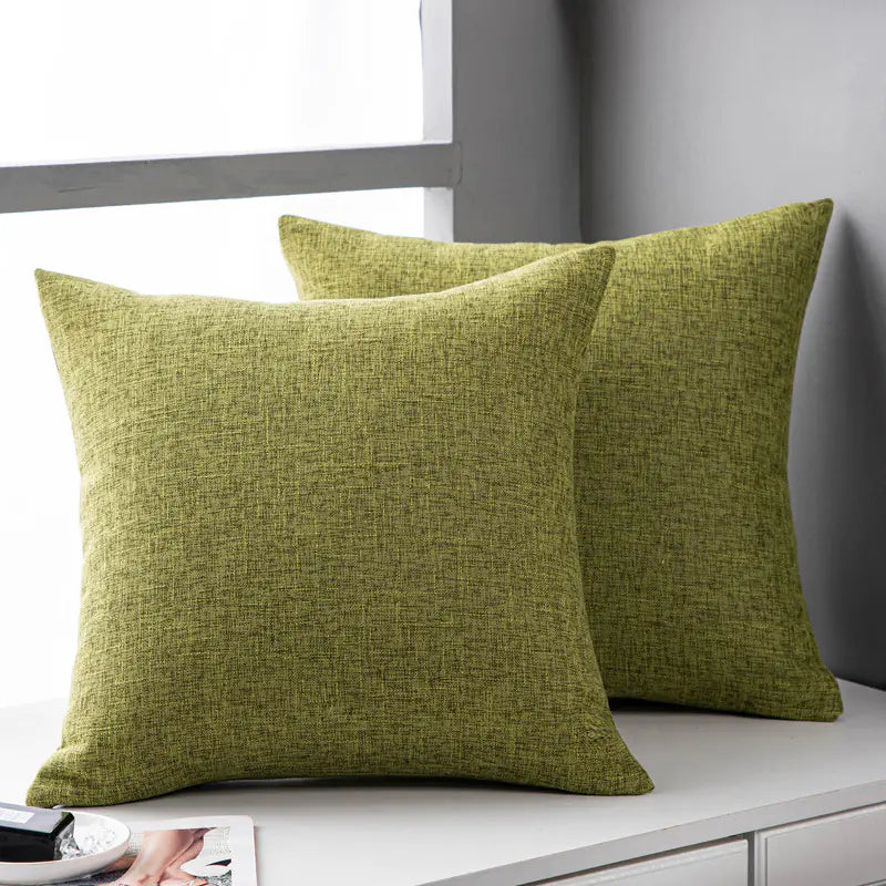 Solid Color Linen Sofa Pillow Cover for Living Room