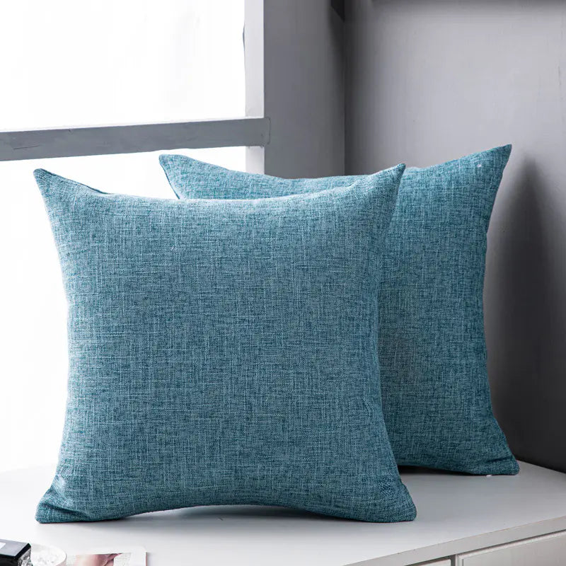 Solid Color Linen Sofa Pillow Cover for Living Room