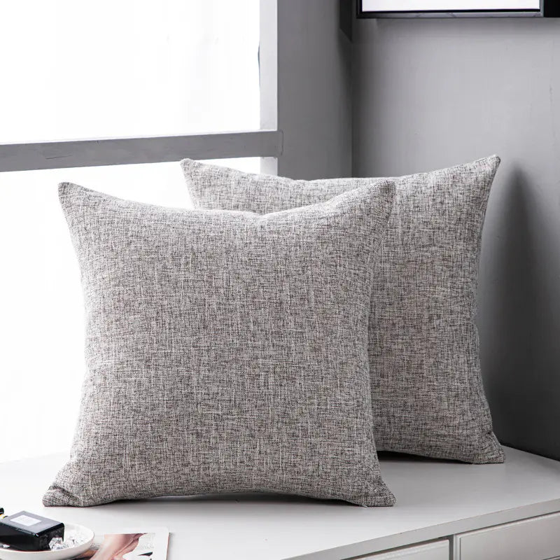 Solid Color Linen Sofa Pillow Cover for Living Room