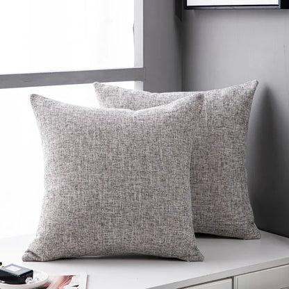 Solid Color Linen Sofa Pillow Cover for Living Room